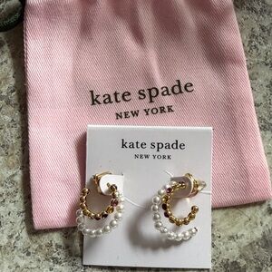 Kate Spade Gold and Pearl Hoop Earrings